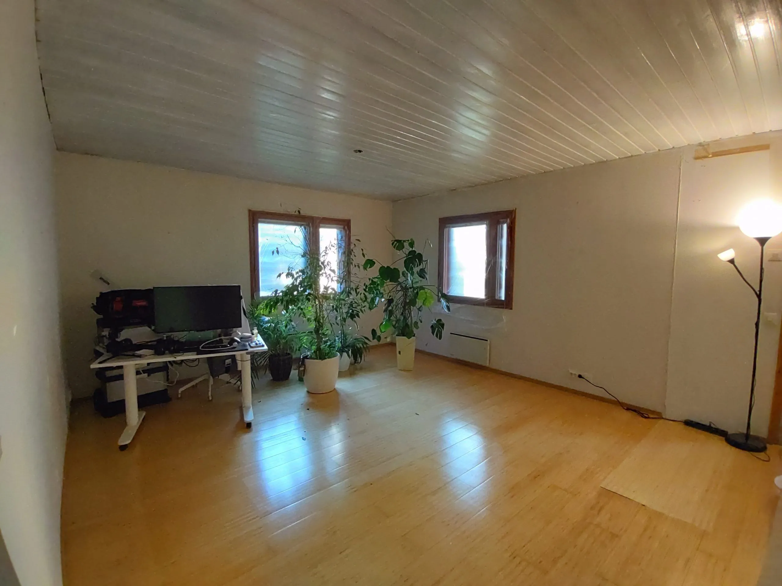 Olohuoneen katto maalattu